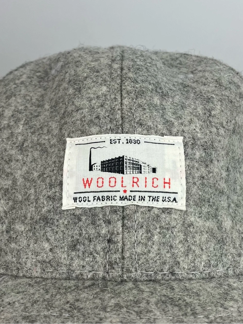 Vintage Woolrich Wool Blend Strapback Hat Gray Patch Logo Made in USA. In good c